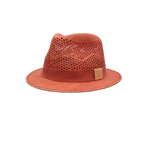 Chapeau Panama Ajouré Enfant Trilby Corail