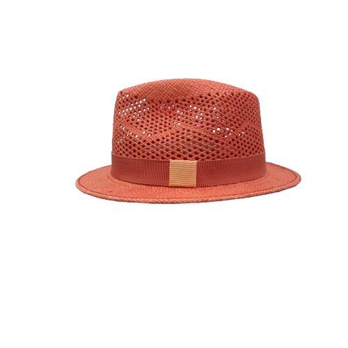 Chapeau Panama Ajouré Enfant Trilby Corail