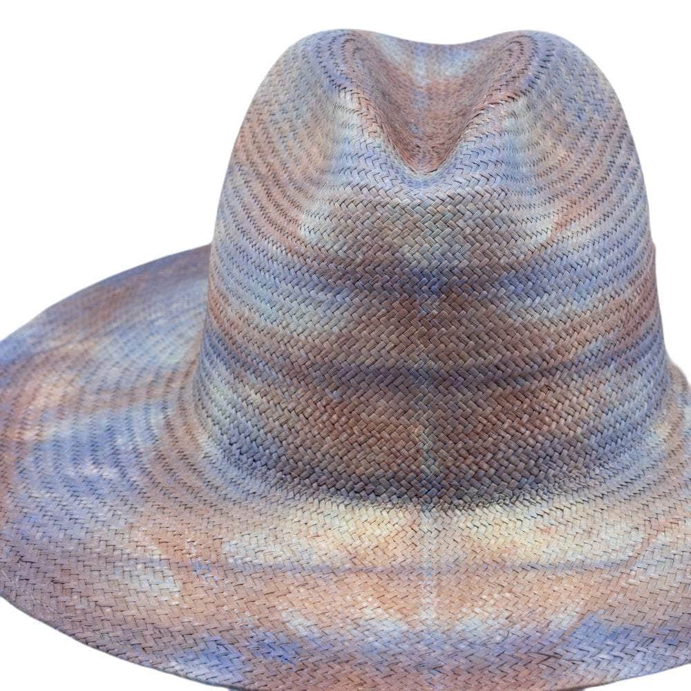 Lacerise-sur-le-chapeau Chapeau Panama Arizona Tie et Die Bleu