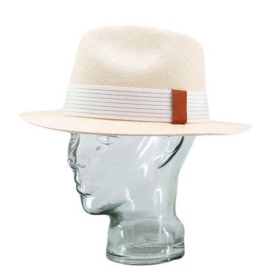 Lacerise-sur-le-chapeau Chapeau Panama Native rayures tennis Crème