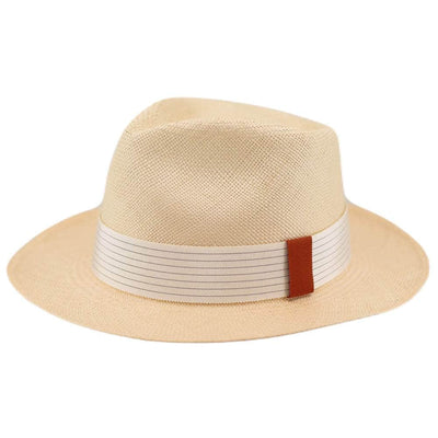 Lacerise-sur-le-chapeau Chapeau Panama Native rayures tennis Crème