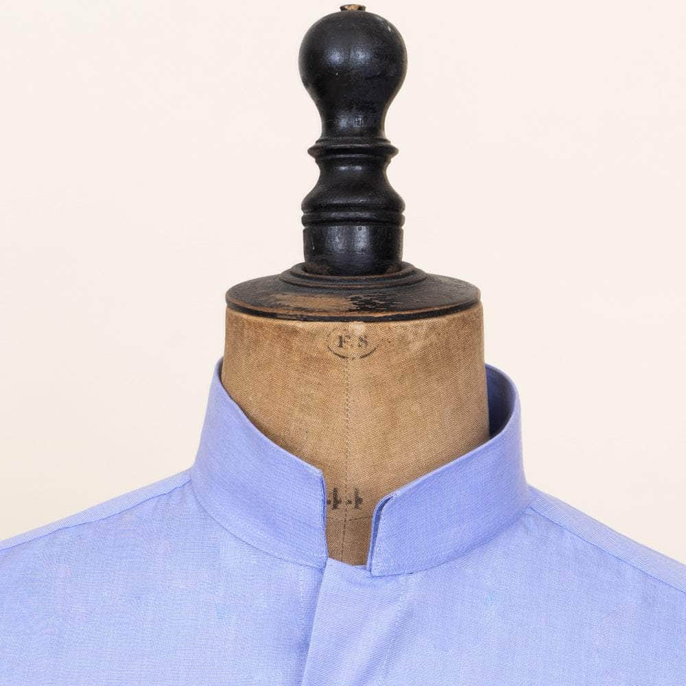 Lacerise-on-the-hat Blue Shirt with Inverted Collar Hazelnut