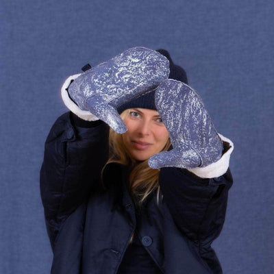 Lacerise sur-le-chapeau Gloves Mittens Women's Metallic Blue