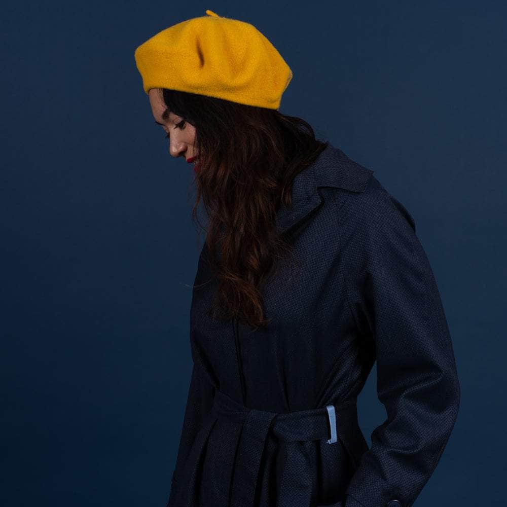 Lacerise-on-the-hat Mustard Classic Beret