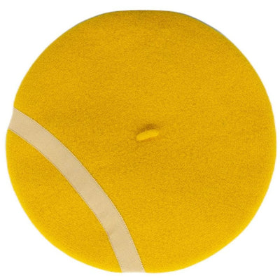 Lacerise-on-the-Hat Mustard Graphic Beret