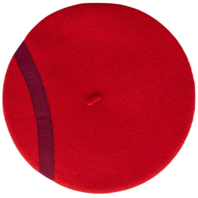 Red Lacerise-on-the-Hat Red Graphic Beret