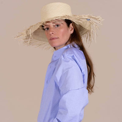 Lacerise sur-le-chapeau Panama Campañas Hat Natural Blue