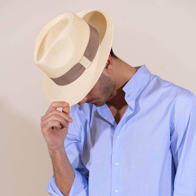 Lacerise-sur-le-chapeau Chapeaux Trendy panama Extra Fino Gr. 10-12 - Marron Glacé